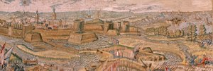 Flandrischer Wandteppich. Serie Triumphe und Schlachten von Erzherzog Albrecht. Angriff und Eroberung des befestigten Schlachtfeldes von Hulst. Sechster Wandteppich in der Serie. Modell Otto van Veen und Hans I Snellinck. Herstellung Martin Reynbouts, Brüs
