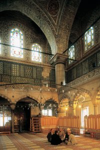 Architektur, Osmanische Kunst: Innenraum der Blauen Moschee oder Sultanahmet Camii, erbaut von Mehmet Aga (1609-1616). Türkei, Istanbul. von Ottoman School