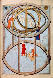 Astronomen mit einer großen Armillarsphäre, Miniatur aus dem Manuskript Sehinsahname von Ottoman School
