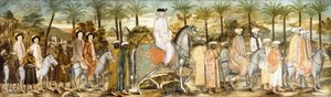 Europäische Herren in einer Prozession von Orientalen