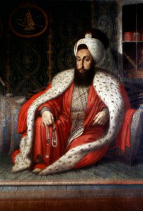 Sultan Selim III in Audienz. 1803. Öl auf Leinwand von Konstantin Kapidagli von Ottoman School