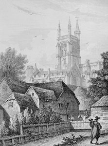 College Tower, Bibliothek und Mühle Winchester, ca. 1830 von Owen Brown Carter