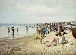 Ein Tag am Strand, 1885 von Owen Dalziel