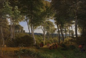 Delhoved Wald nahe dem Skarre-See, Seeland. Nachmittagslicht von P.C. Skovgaard