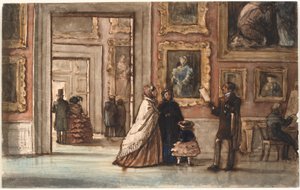 Innenraum mit Besuchern im Palazzo Pitti in Florenz von P.C. Skovgaard