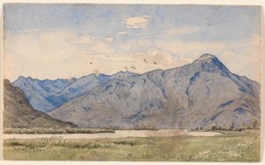 Italienische Landschaft mit einem Fluss und Bergen