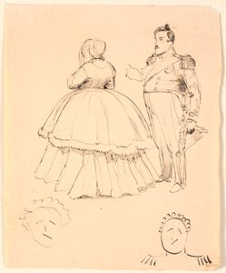 Karikatur von Frederik VII und Gräfin Danner; unten von Christian VIII. von P.C. Skovgaard