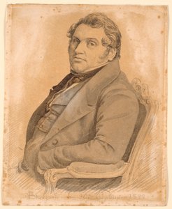 Porträt eines sitzenden, korpulenten Mannes in Halbfigur, Dreiviertelprofil nach links von P.C. Skovgaard