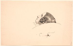 Porträtkopf im Profil der schlafenden Ehefrau des Künstlers Georgia Skovgaard von P.C. Skovgaard