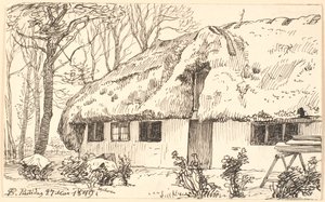Reetgedecktes Bauernhaus auf Læsø von P.C. Skovgaard