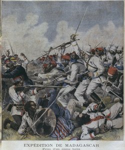 Madagaskar-Expedition, Einnahme eines Hova-Lagers, Illustration aus 