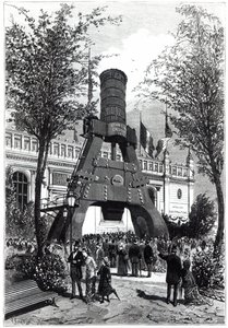 Weltausstellung in Paris 1878: der Le Creusot-Dampfhammer im Champs-de-Mars, 1878