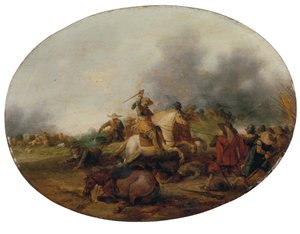 Kavalleriegefecht mit gefallenem Pferd