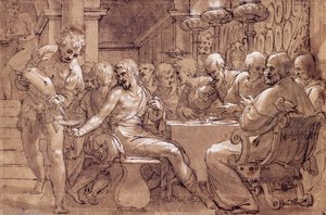 Das Abendmahl des Heiligen Gregor, Zeichnung von Paolo Farinati, Italien von Paolo Farinati