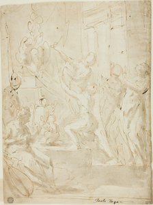 Figuren an einem Altar oder klassisches Opfer von Paolo Pagani