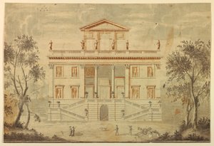 Zeichnung, Erhebung einer Villa, 1750–70 von Paolo Posi