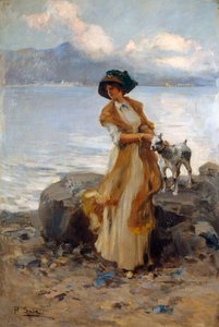 Harmonie am Lago Mergozzo, von Paolo Sala (1859-1924), Öl auf Leinwand von Paolo Sala