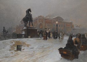 Die Anichkov-Brücke am Newski-Prospekt in der Dämmerung von Paolo Sala