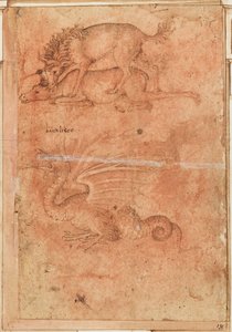 Ein Einhorn tötet eine Hirschkuh und einen Drachen