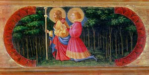 Heilige Jakobus und Ansano beim Beten. Gemälde von Paolo di Dono, genannt Paolo Uccello (1397-1475)