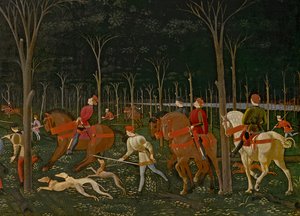 Die Jagd im Wald, um 1465-70 Öl auf Holz (Detail) von Paolo Uccello