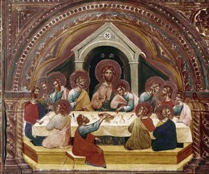 Das letzte Abendmahl, Detail des Polyptychons von Santa Chiara von Paolo Veneziano