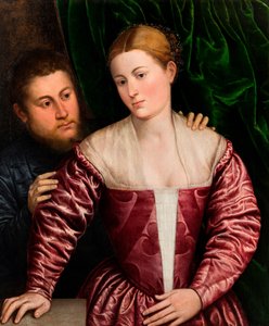 Doppelporträt einer venezianischen Frau und ihres Kavalier, ca. 1560 von Paris Bordone