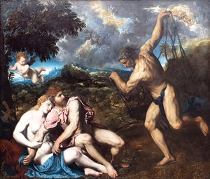 Mars und Venus, von Vulkan überrascht von Paris Bordone