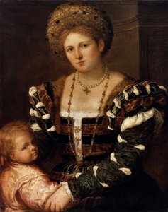 Porträt einer Dame mit einem Jungen, 1530er Jahre von Paris Bordone
