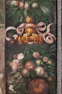 Dekorationsdetail mit Blumen und Früchten, ca. 1523 von Parmigianino