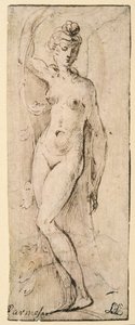 Weibliche Figur - Studie für Santa Maria della Steccata, Parma (recto) von Parmigianino