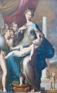 Madonna mit Kind und Engeln, bekannt als Madonna mit dem langen Hals von Parmigianino (1503 40)