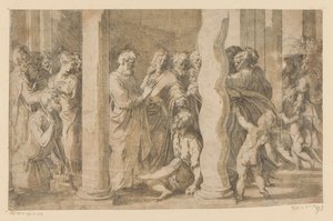 Heilige Petrus und Johannes heilen einen Lahmen von Parmigianino (attributed to)
