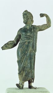 Shami-Figur, möglicherweise Zeus oder Poseidon, geborgen aus dem zerstörten Tempel in der Stadt Nehavand (bekannt als Laodicea), Iran (Bronze)