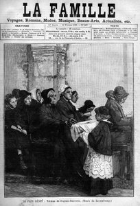 Das gesegnete Brot, graviert nach dem Gemälde von Dagnan-Bouveret. Titelblatt der Zeitung „La famille“ von 1888.