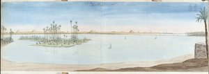 Blick auf die Pyramiden von Gizeh, Sakarra und Datekour. Ägypten von Pascal Xavier (after) Coste
