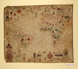 Portolankarte des Atlantischen Ozeans und angrenzender Kontinente