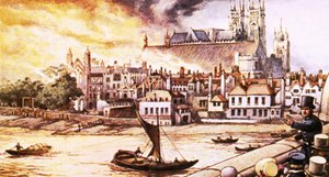 Die alten Parlamentsgebäude werden 1834 durch Feuer zerstört