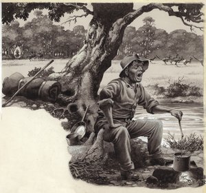 Ein fröhlicher Wanderarbeiter