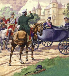Graf Bismarck nähert sich der Kutsche von Napoleon III.