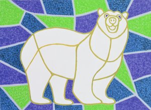 Eisbär auf Buntglas von Pat Scott
