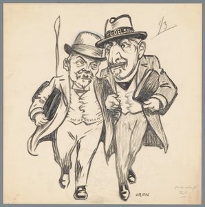Troelstra und Kolkman Romantische Liebe bei der Verfassungsänderung von Patricq Kroon (signed by artist)