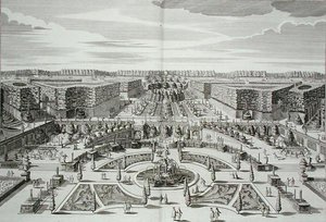 Die Große Kaskade des Fürstlichen Lustschlosses und Gärten, Berlin, graviert von Karl Remshard, veröffentlicht ca. 1711-16 (Gravur) von Paul Decker