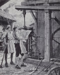 James Watt bei der Arbeit an der Dampfmaschine
