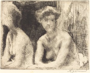 Nackte Frau bei einem Spiegel von Paul Albert Besnard