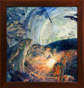 Die Wahrheit zieht die Wissenschaften, um die Menschheit zu erleuchten (Die Wahrheit trainiert die Wissenschaften, folgt ihr, bereut ihr Licht auf die Menschen). Gemälde von Albert Besnard (1849-1934) - Wahrheit gefolgt von den Wissenschaften und bringt Li