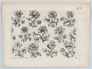 Serie kleiner Blumenmotive, Platte 6, ca. 1670-85 von Paul Androuet Du Cerceau