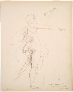 Studie von Apollo für Marsyas (recto), Gesicht im Profil (verso), späte 1860er Jahre von Paul Baudry