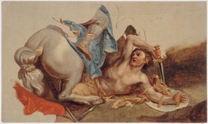 Studie eines gefallenen Pferdes und Reiters, nach Le Brun von Paul Baudry