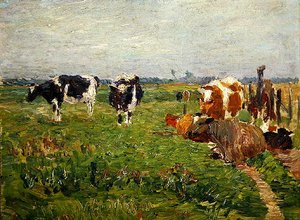 Sommerlandschaft mit Kühen von Paul Baum